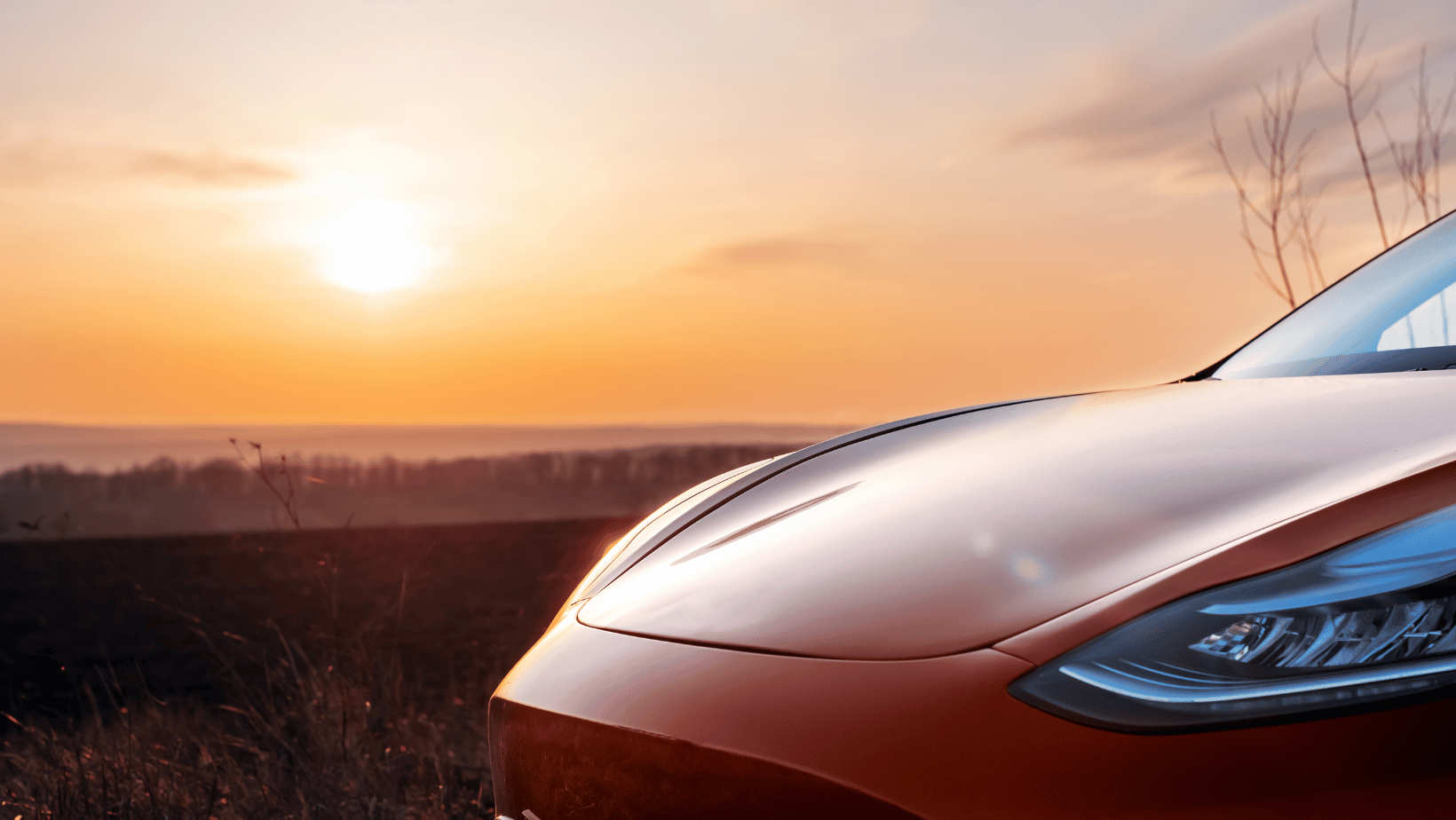 En testabil med solnedgång, eller uppgång