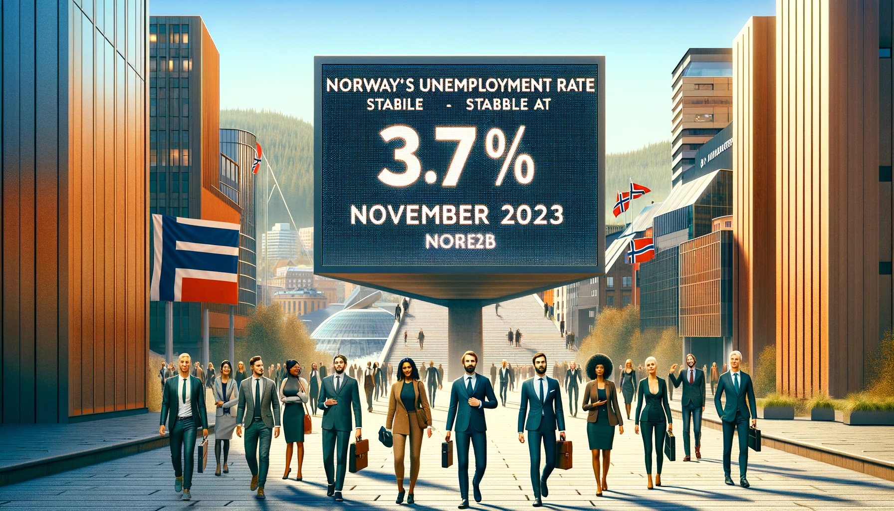 I Norge kvarstod den säsongsjusterade arbetslösheten oförändrad på 3,7% i november 2023, vilket speglar den reviderade siffran från föregående månad.