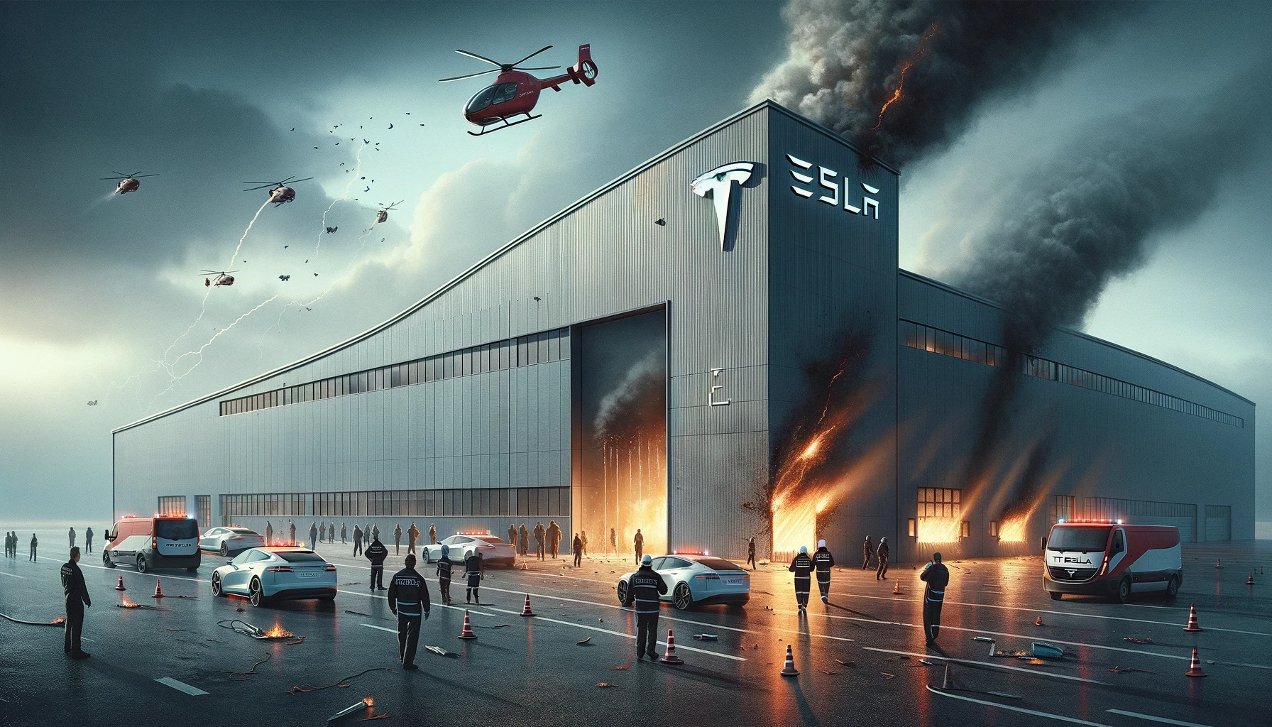 Fortsatt stopp i Teslafabrik efter brandattack